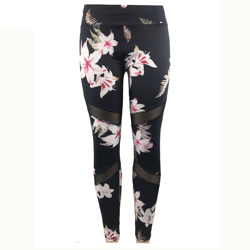 Flower Yoga Pants Women Running Tights